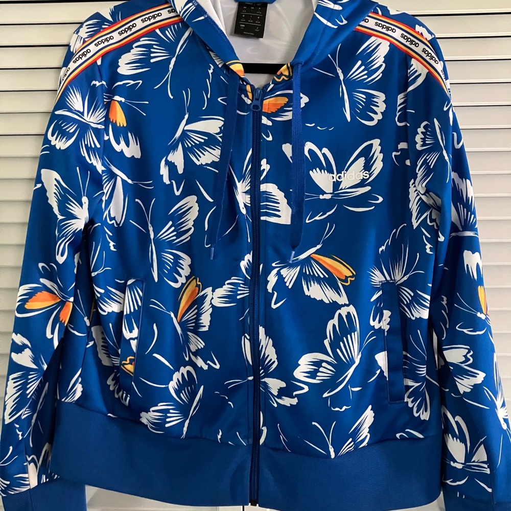 Adidas Farm Rio blue floral zip hoodie